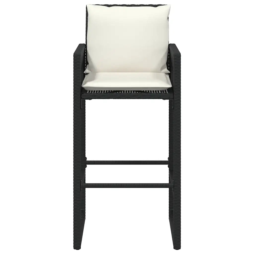 Sgabelli da Bar con Cuscini 2 pz Neri in Polyrattan 368705
