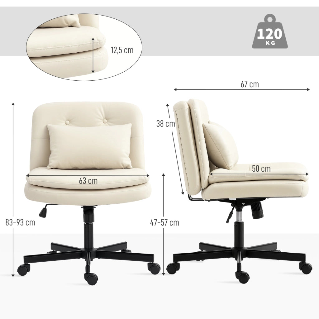 Sedia da ufficio ¨C zephmum ¨C senza braccioli, similpelle, beige