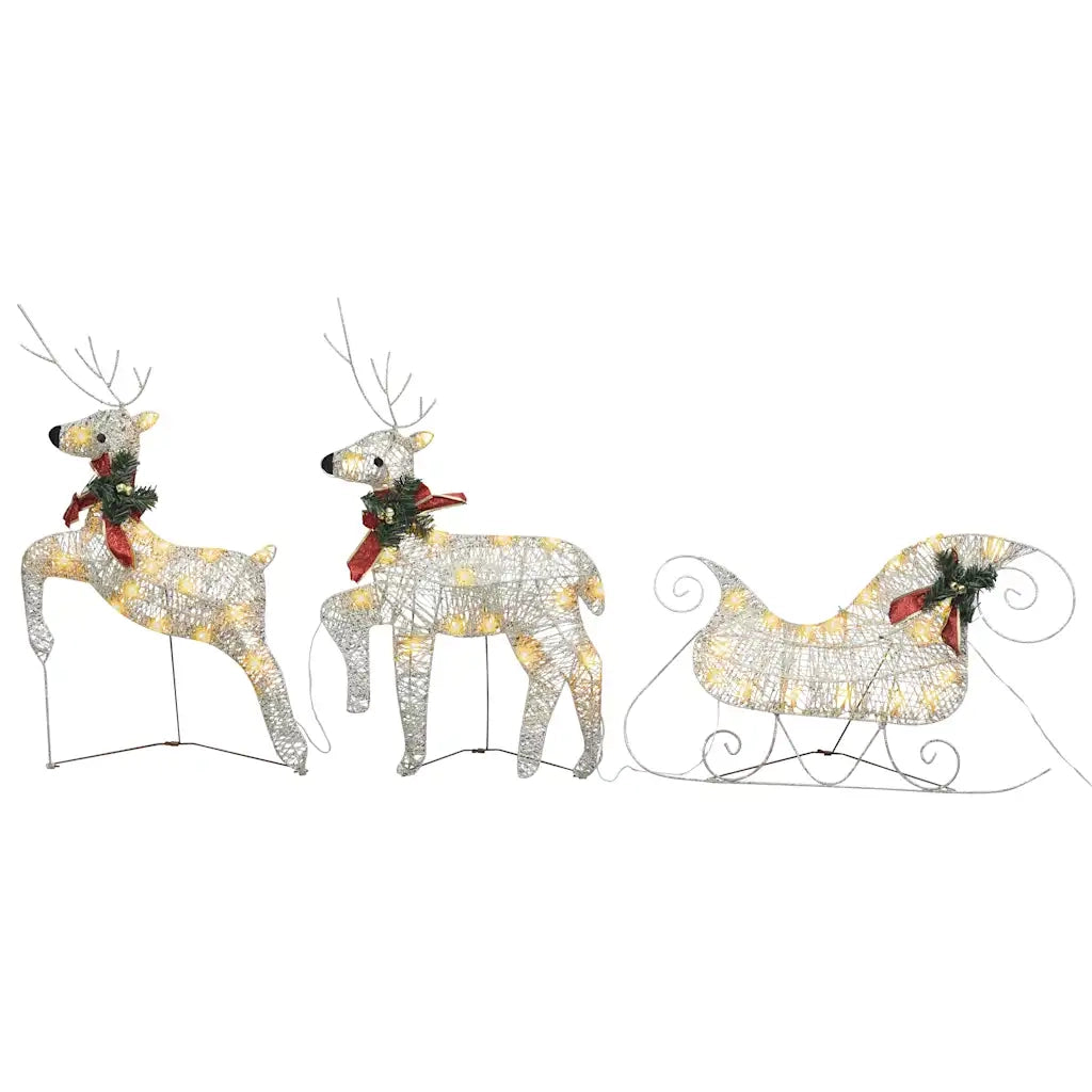 Renne e Slitta di Natale Decorazione per Esterni 60 LED Oro 289977