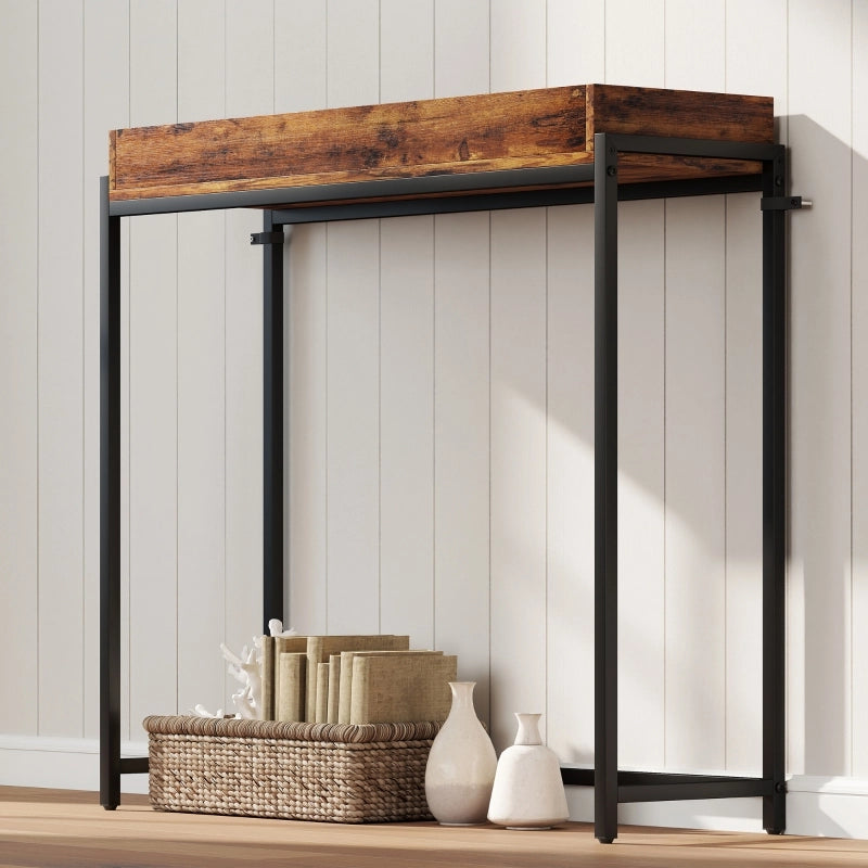 TAVOLO CONSOLLE Sottile 100x30x91 cm Marrone rustico Metallo e pannello