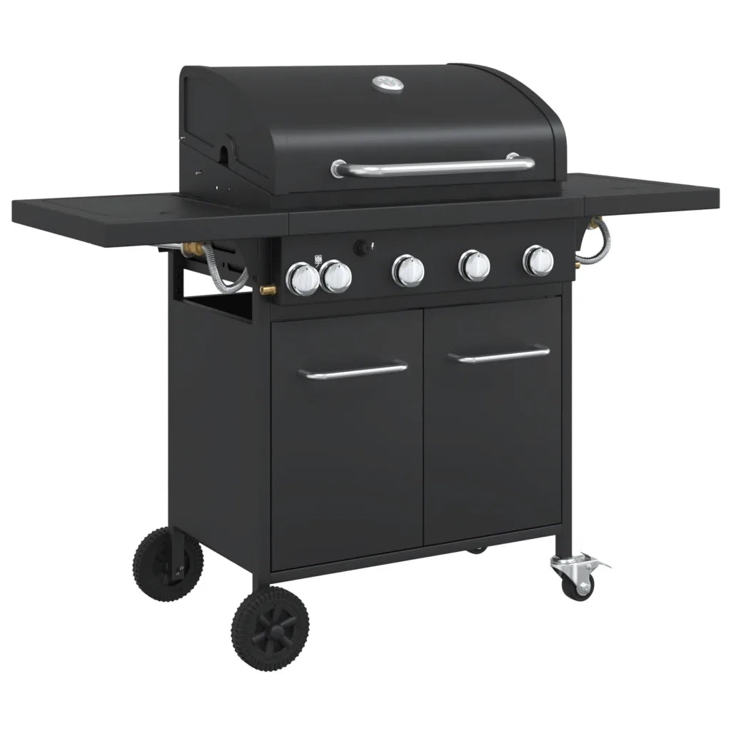 Griglia Barbecue a Gas con 5 Bruciatori Nero in Acciaio 367586