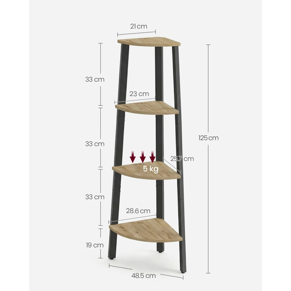 Libreria angolare Industrial Artisan con 4 ripiani