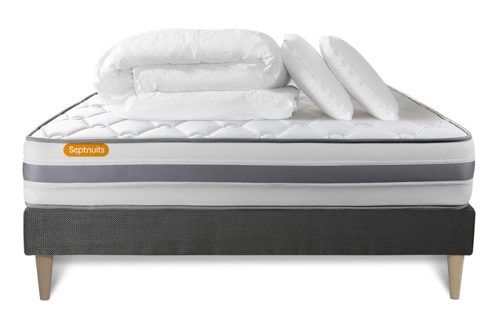 Pacchetto letto completo - Materasso 180x200cm + Box spring con doghe (kit) + 2 cuscini + Piumino - Molla Memo