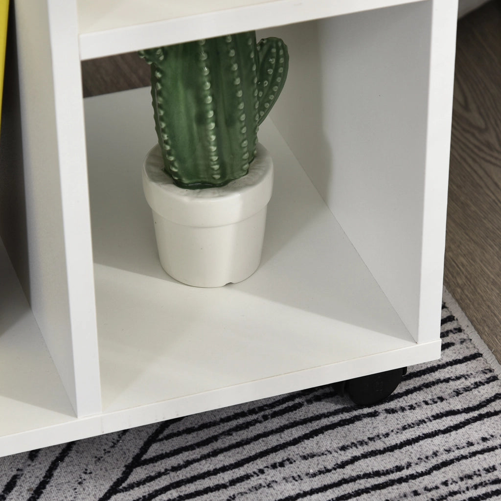 Tavolino da caff¨¨ con ruote e ripiani aperti ¨C Minimal ¨C 45x35x58 cm bianco