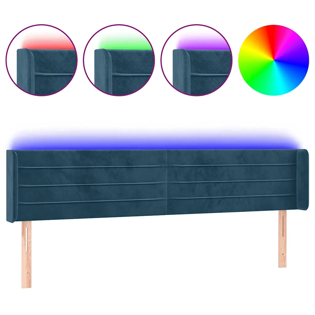 Testiera a LED Blu Scuro 183x16x78/88 cm in Velluto 3123440