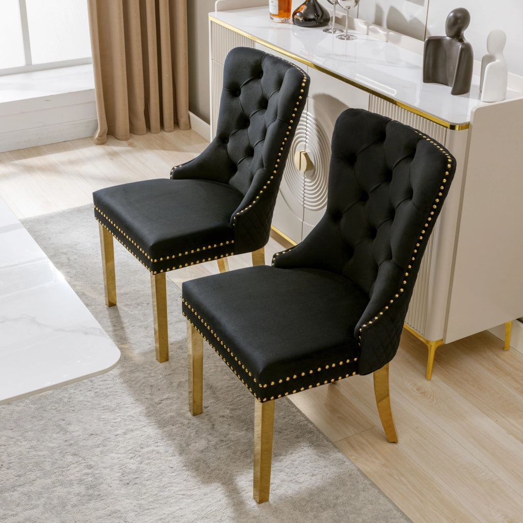 SEDIA DA PRANZO IMBOTTITA 50,5x45x95 cm Velluto Nero