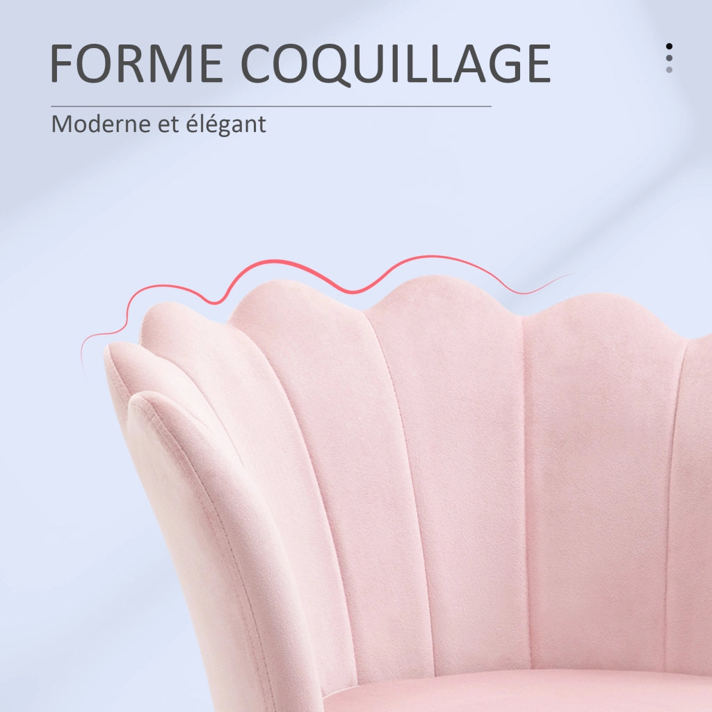 Poltrona in velluto con gambe in metallo dorato ¨C Minimal ¨C 67x64x77 cm rosa