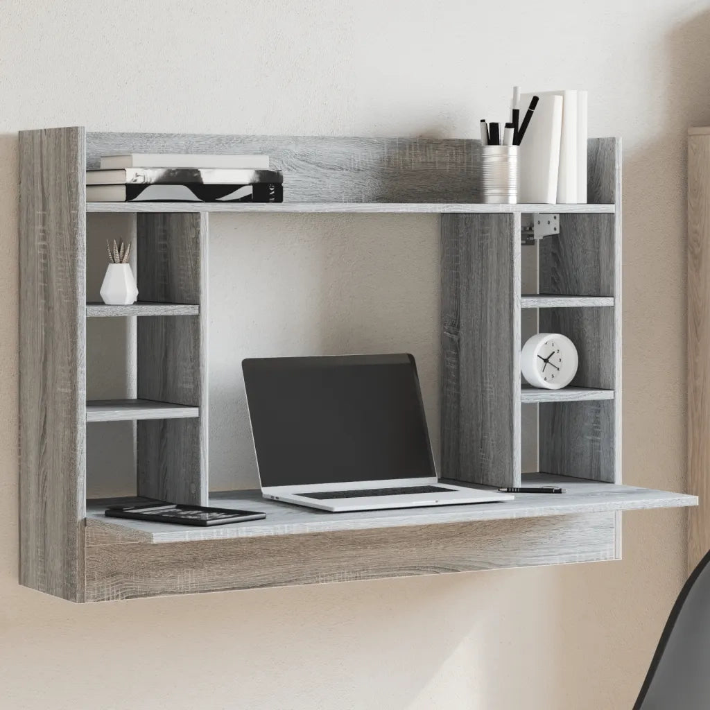Scrivania a Parete Grigio Sonoma 105x48x75cm Legno Multistrato 847973