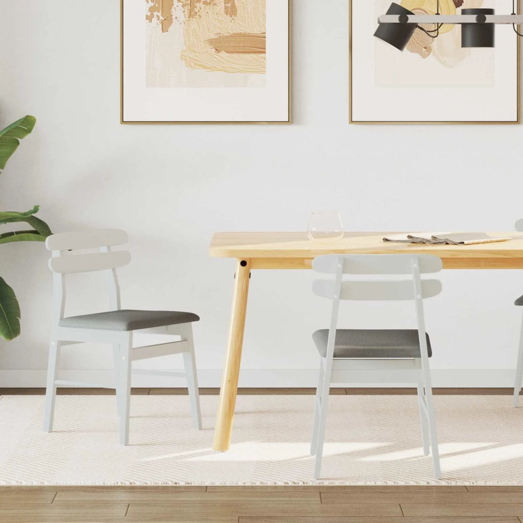Sedia da pranzo 2 pcs Bianco e Grigio Legno di gomma solido 42020514