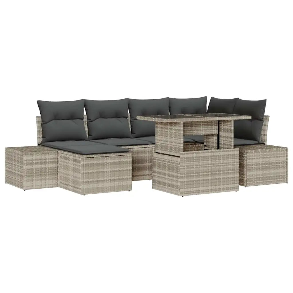 Set Divano da Giardino con cuscino 7 pcs Grigio chiaro 3349218