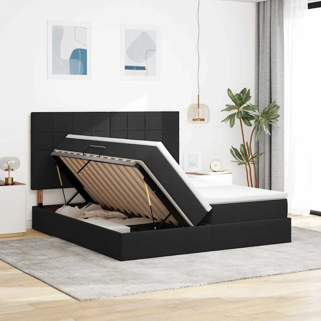 Letto con luci a strisce a LED Nero 180 x 200 cm Velluto