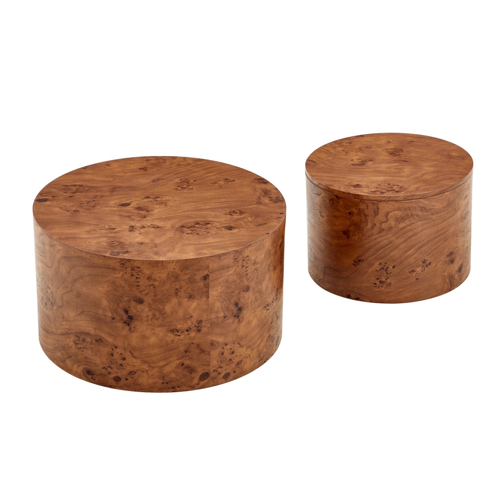 TAVOLI da caffè nesting Set da 2 pezzi MDF marrone con contenitore