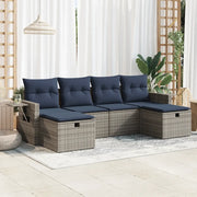 Set Divano da Giardino 6 pz con Cuscini Grigio in Polyrattan 3325527
