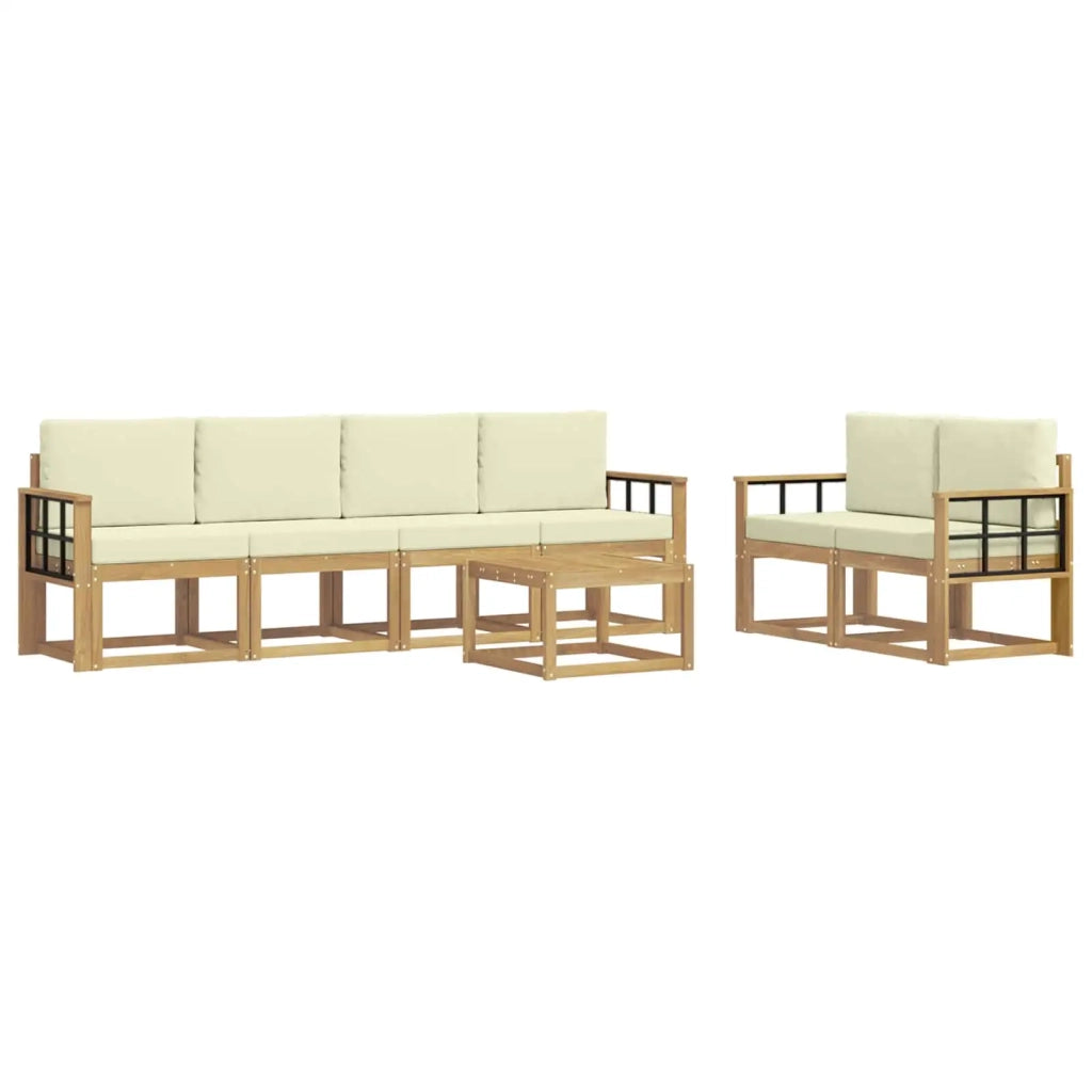 Set di divani da esterno 7 pz Bianco e Crema 3387289