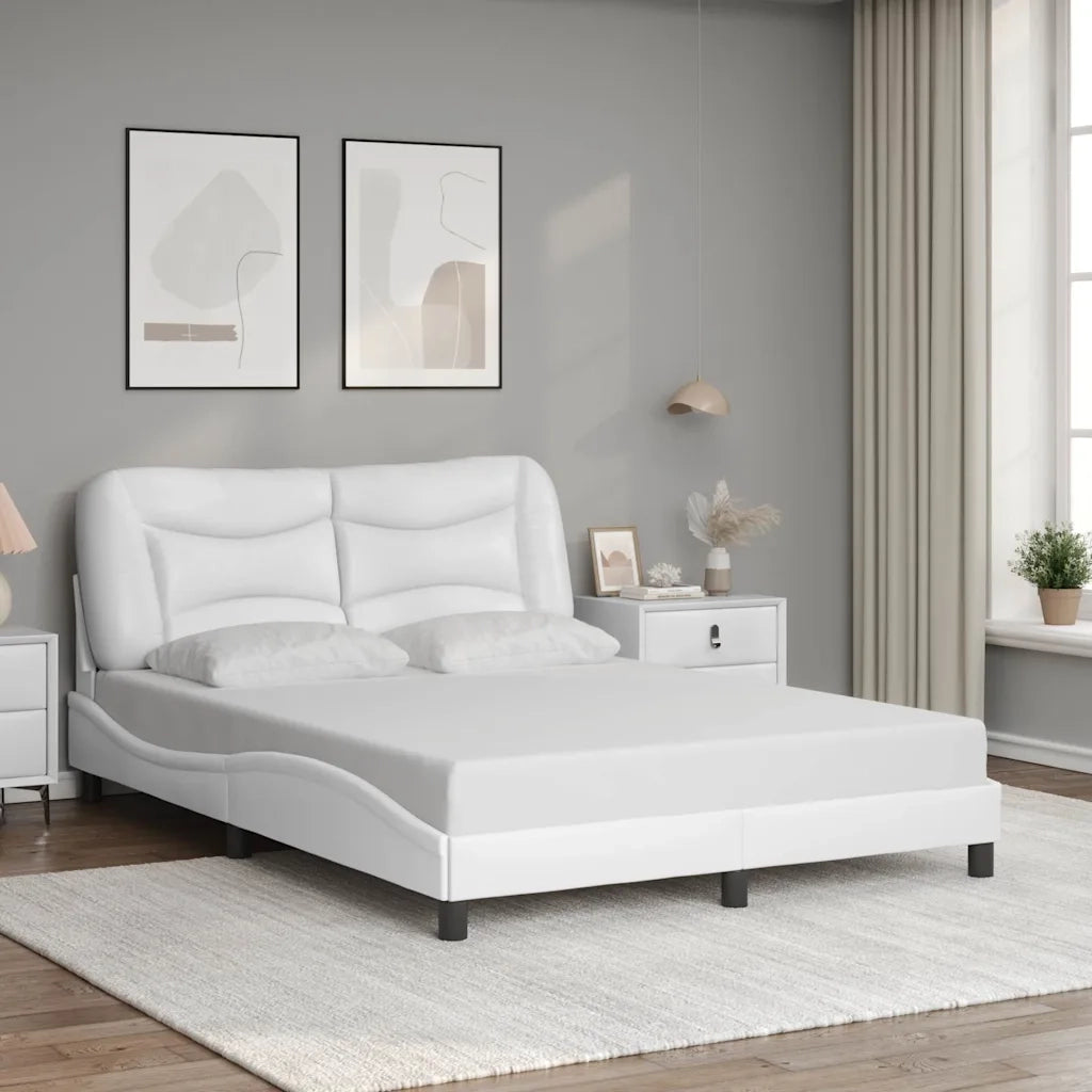Letto matrimoniale | Letto per adulti | Giroletto senza Materasso Hvar Bianco 140x200 cm in Similpelle