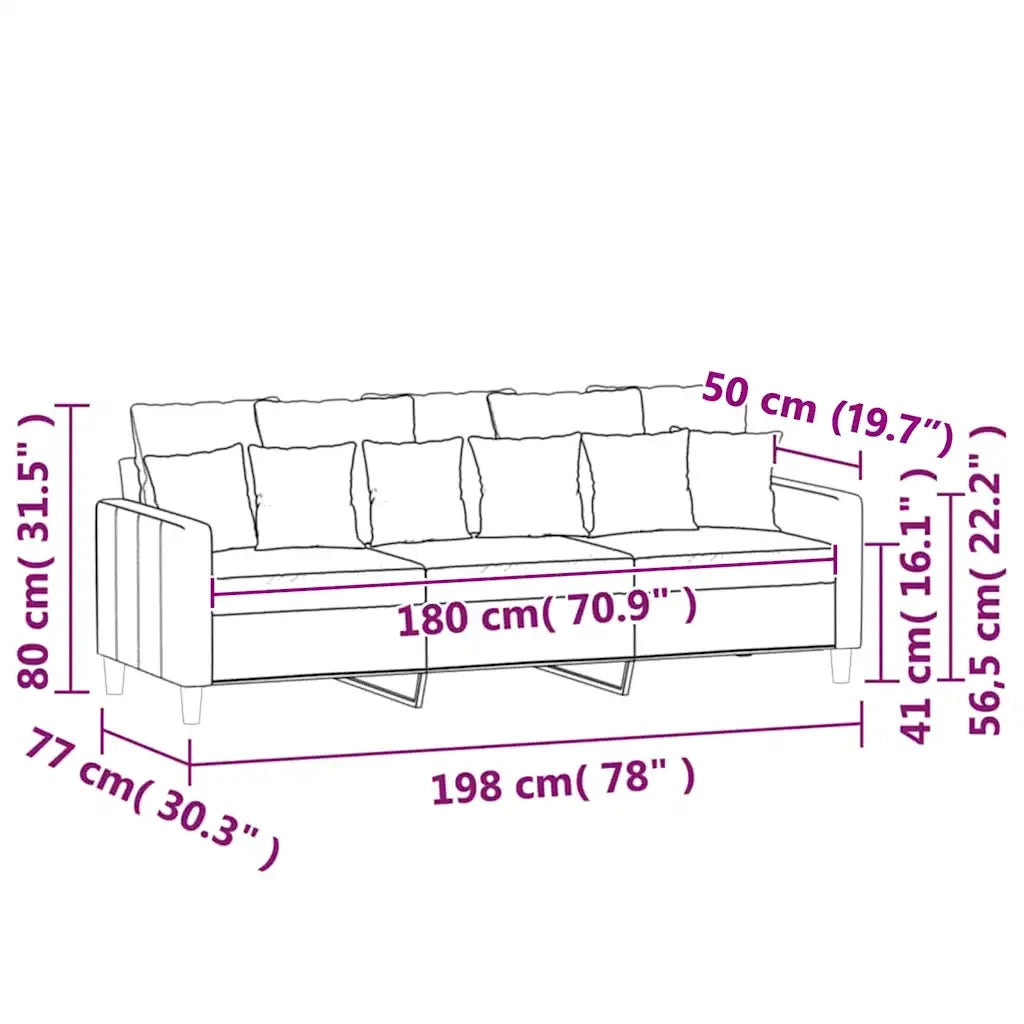 Divano a 3 Posti-Sofa 3 Posti Grigio Chiaro 180 cm in Velluto 528096