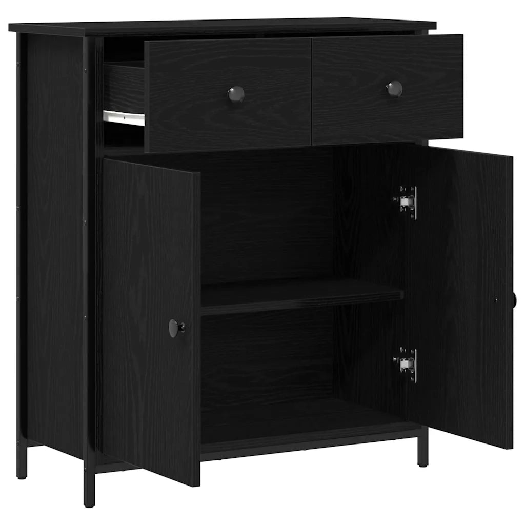 Credenza Rovere Nero 70 x 30 x 80 cm Legno multistrato 863159