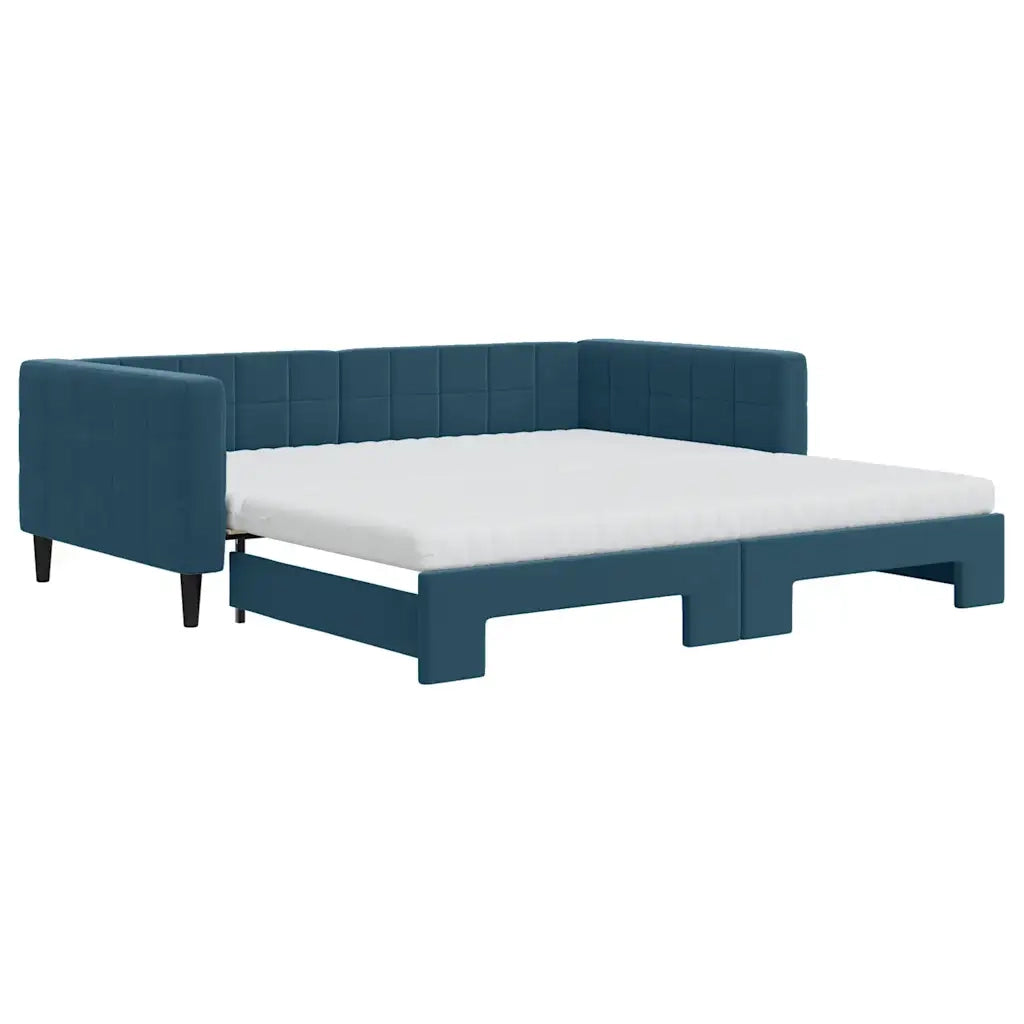 Divano Letto Estraibile con Materassi Blu 100x200 cm Velluto 3196721