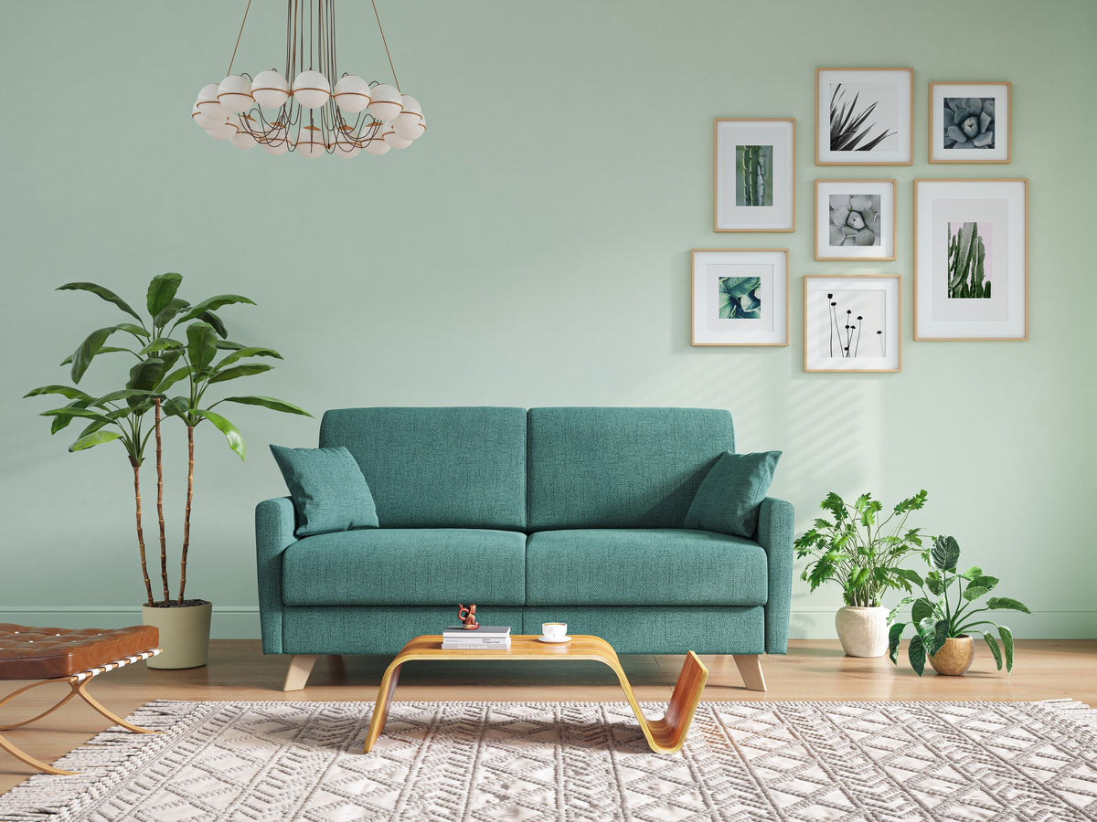 Divano Letto 2 Posti 160x94x97 cm in Tessuto Blu