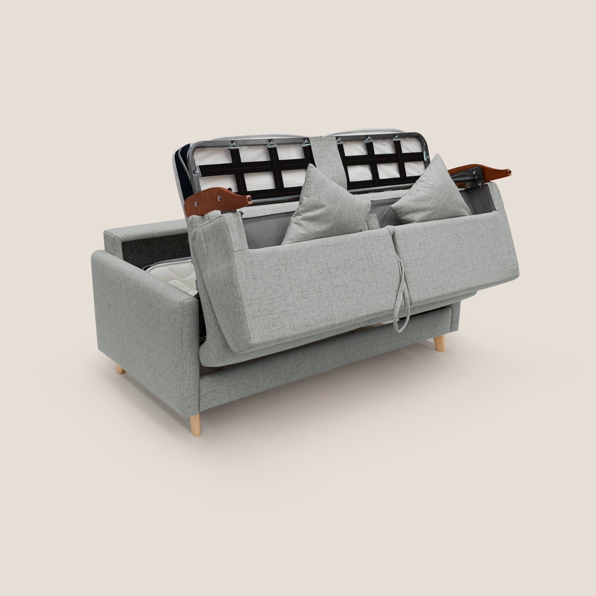 Divano Letto 3 Posti 180x94x97 cm in Tessuto Grigio Chiaro