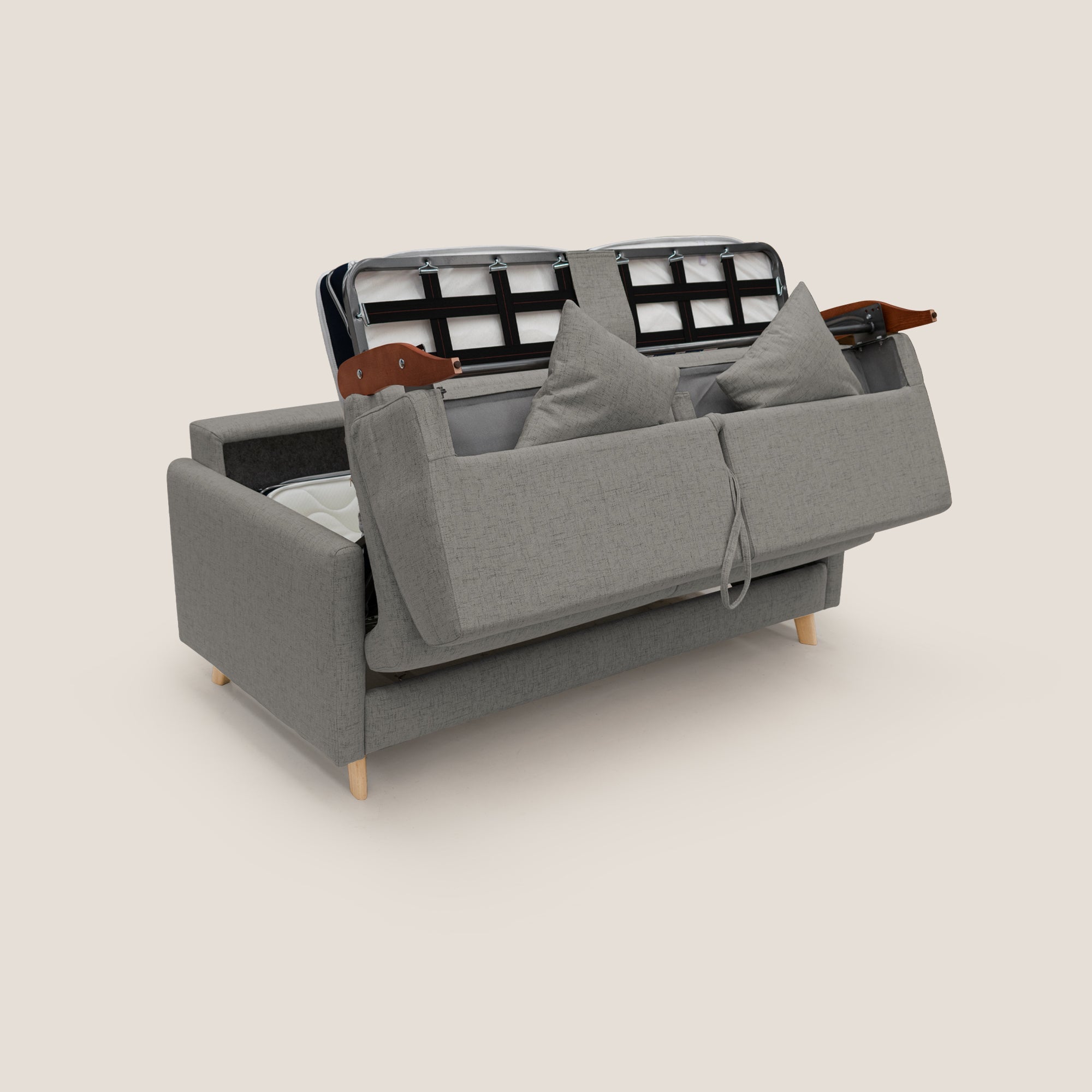 Divano Letto 3 Posti 200x94x97 cm in Tessuto Talpa