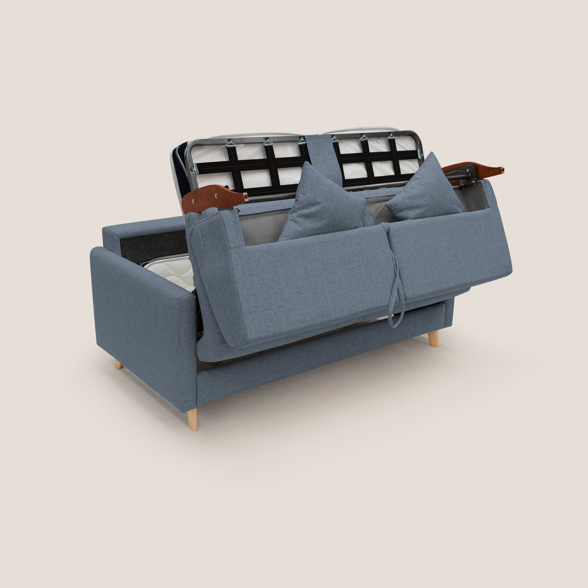 Divano Letto 2 Posti 160x94x97 cm in Tessuto Blu