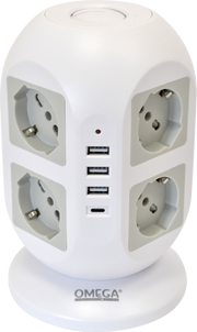 TOWER MULTIPRESA A TORRE 8 PRESE UNIVERSALI P40 E 4 USB