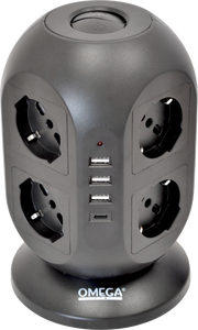 TOWER MULTIPRESA A TORRE 8 PRESE UNIVERSALI P40 E 4 USB