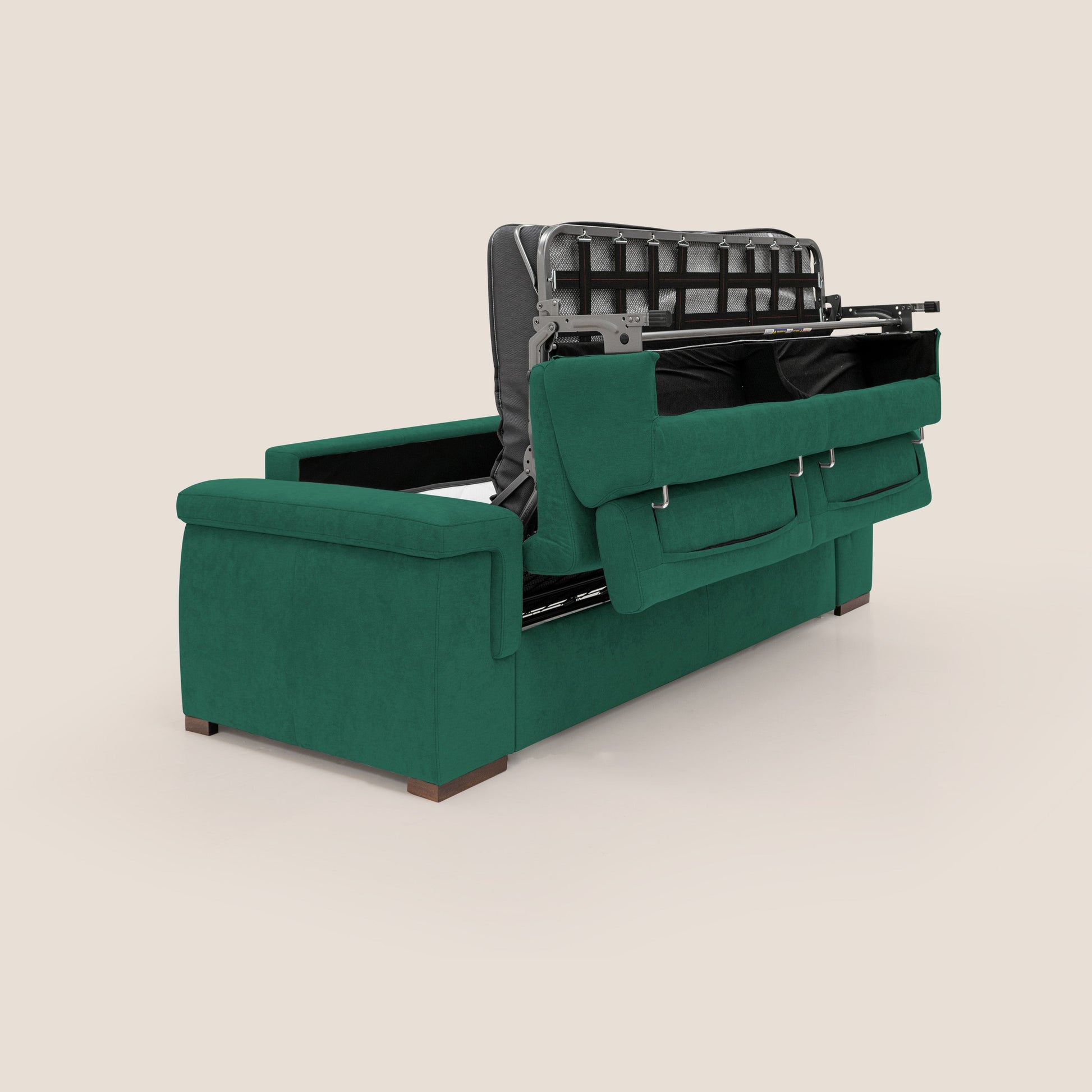 Divano Letto 3 Posti 200x100x95 cm in Tessuto Verde