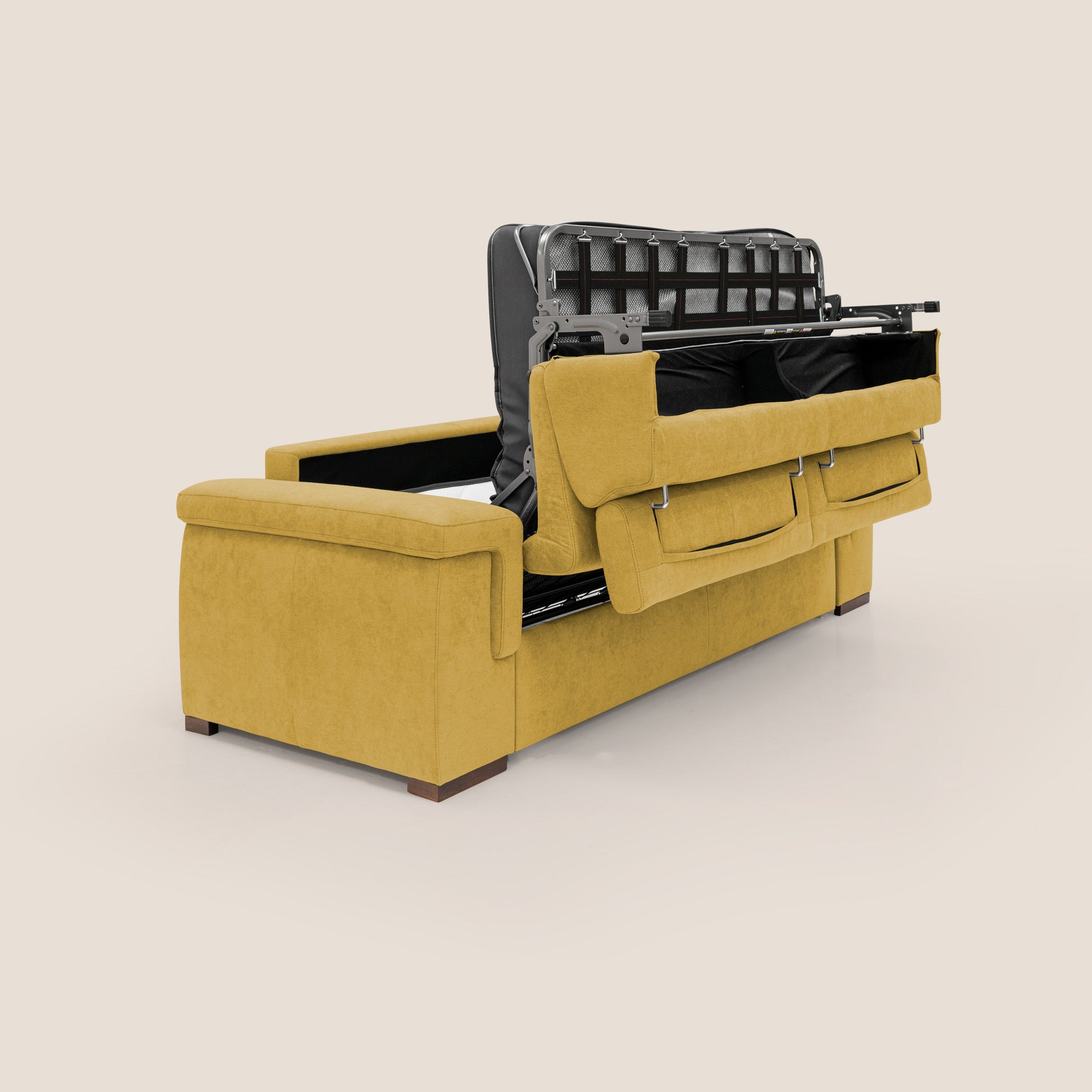 Divano Letto 3 Posti 200x100x95 cm in Tessuto Giallo