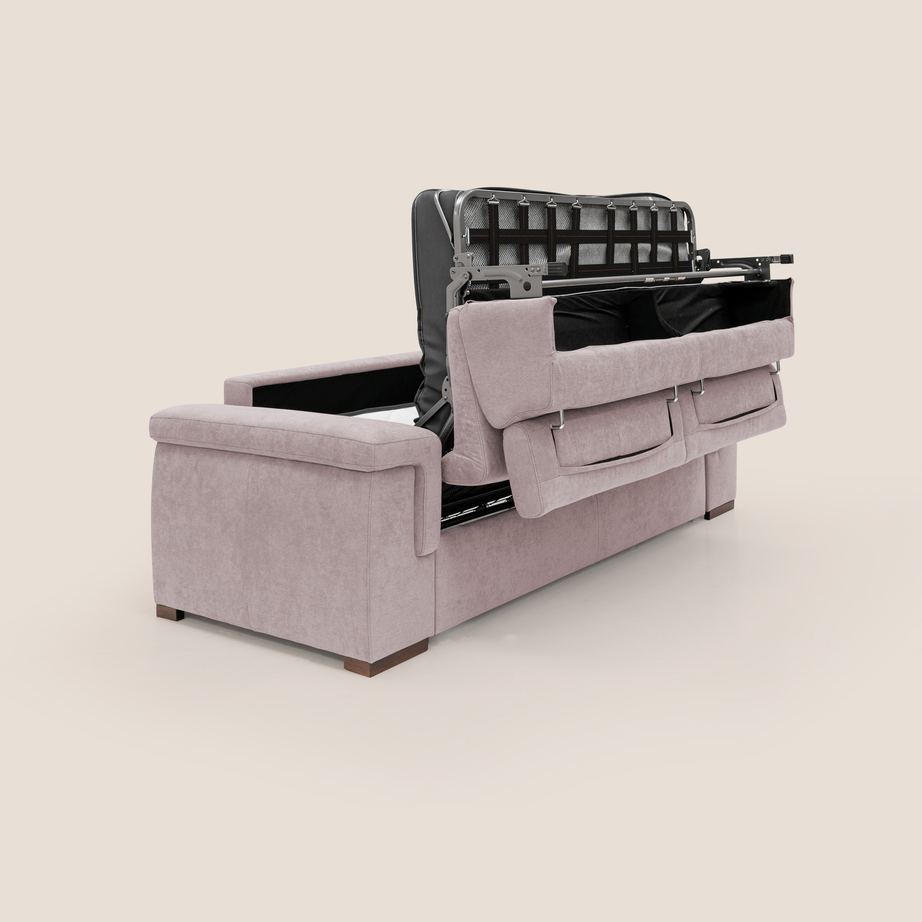 Divano Letto 3 Posti 200x100x95 cm in Tessuto Rosa