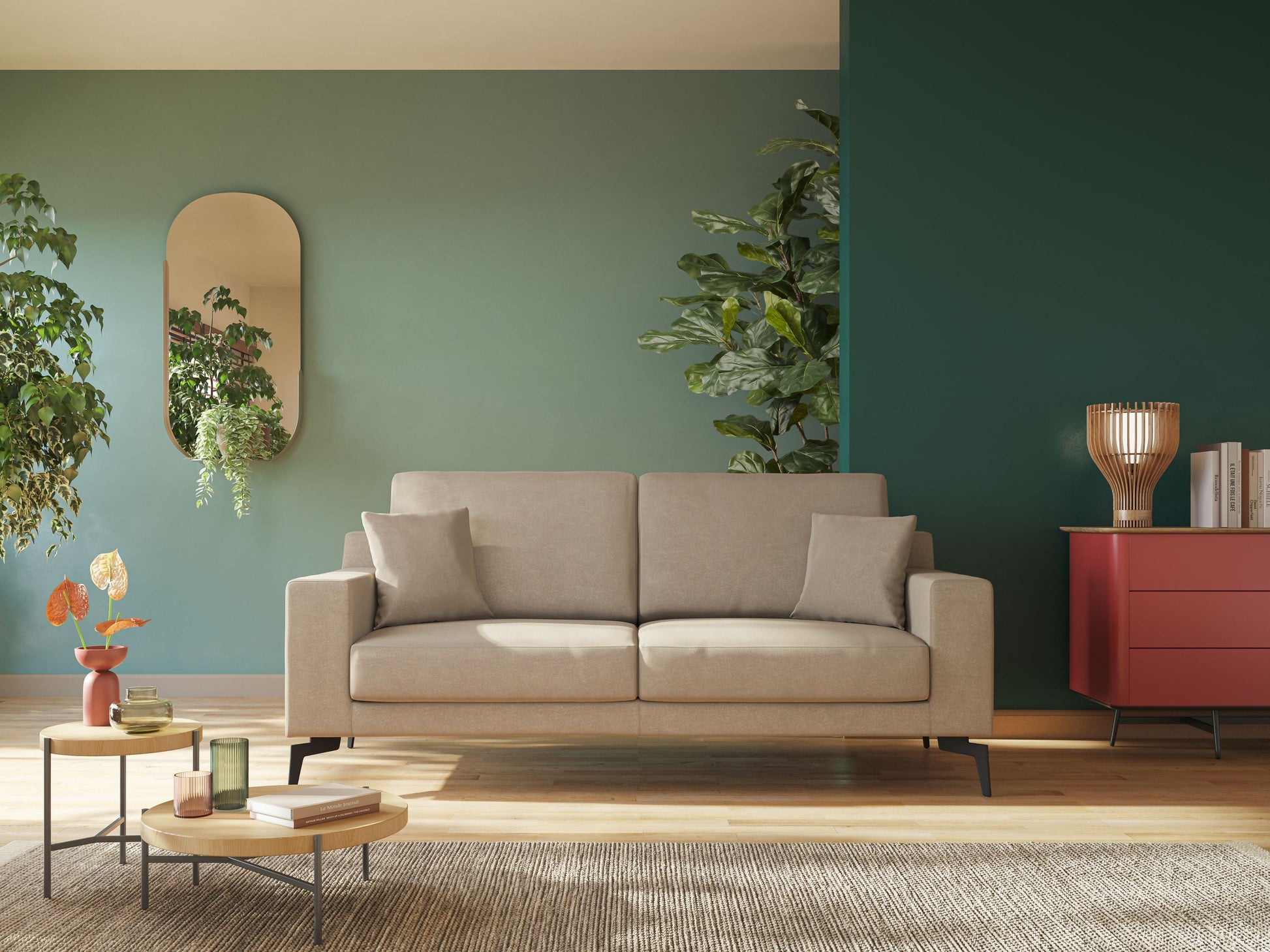 Divano 2 Posti 166x95x91 cm in Tessuto Petrolio