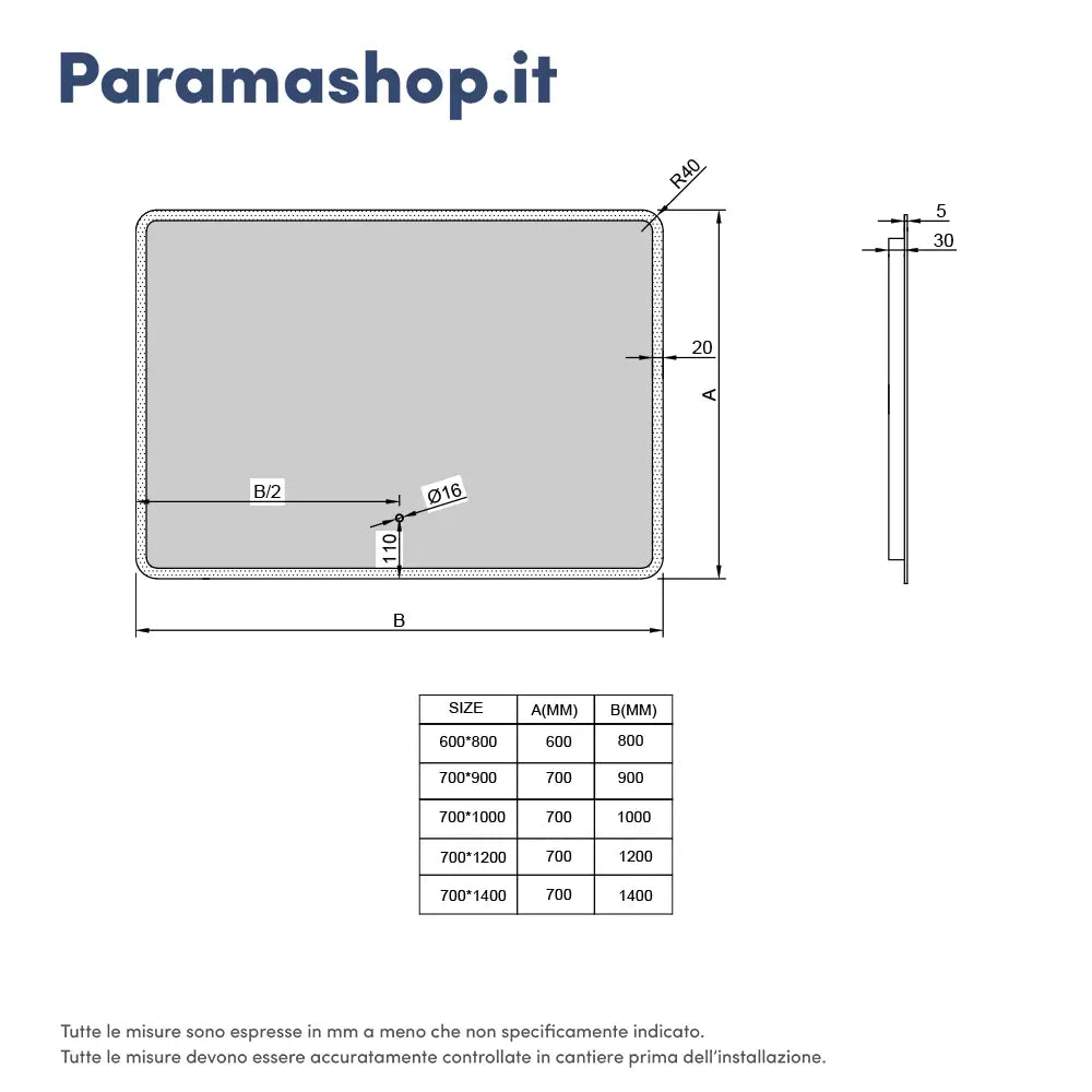 Specchio led 60x80 cm con sensore touch-screen anti impronta | Anka 