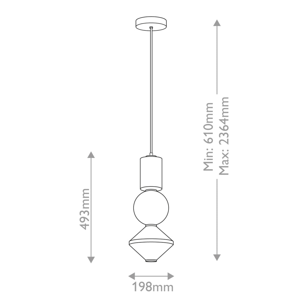 Sospensione LED 20W Alora Mood Bijou opale bianco/nero