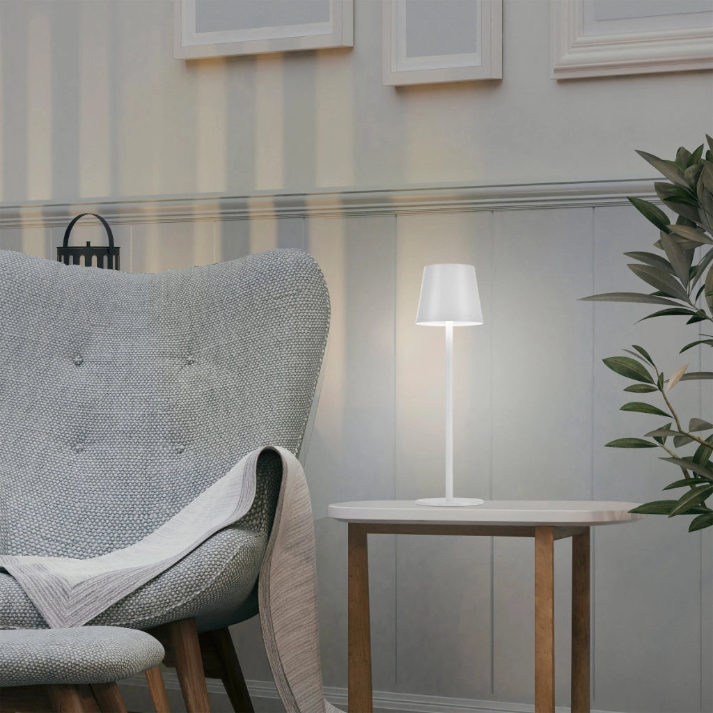 Lampada da tavolo esterna portatile bianca touch IP54 LED 3W Euria