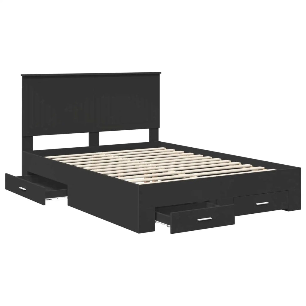 Letto matrimoniale | Letto per adulti | Struttura del letto Nero 135 x 190 cm Legno multistrato
