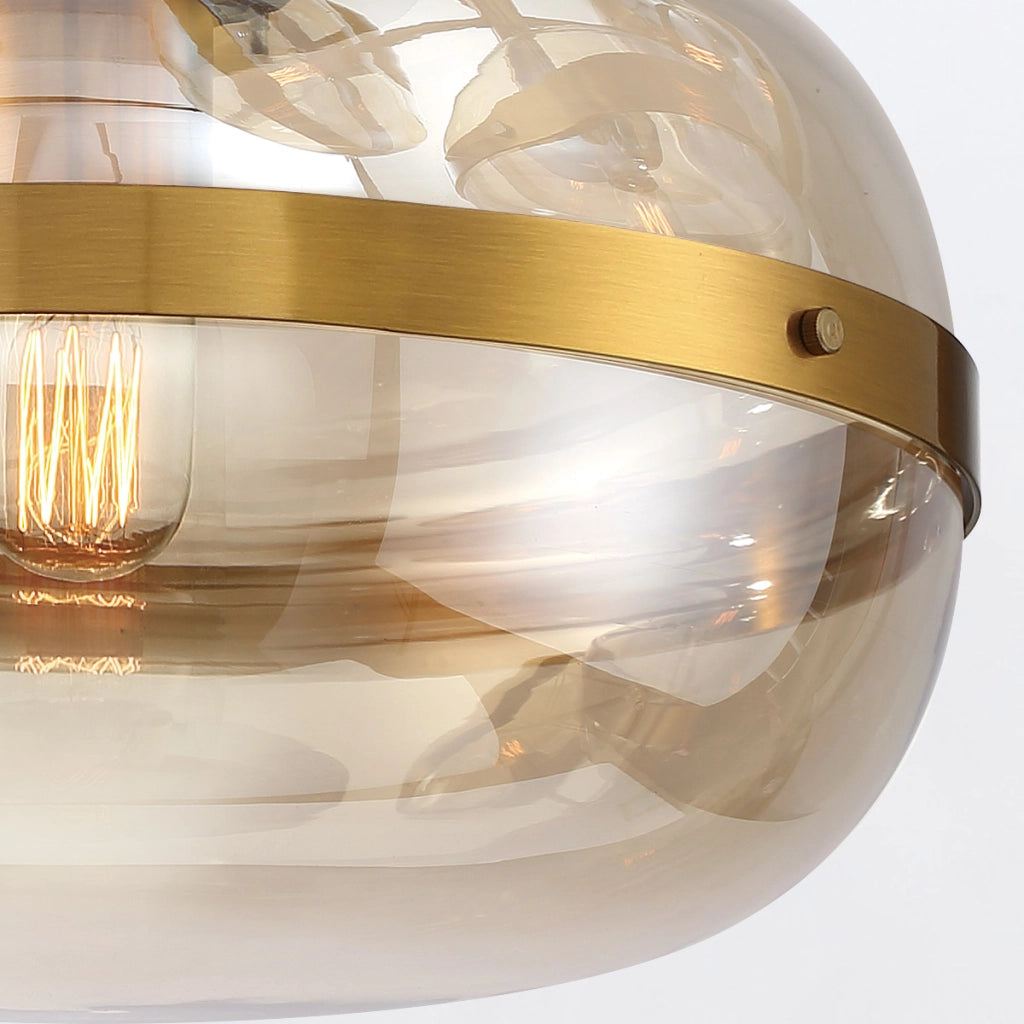 Lampada a sospensione Nottingham ottone ambra Ø36 E27