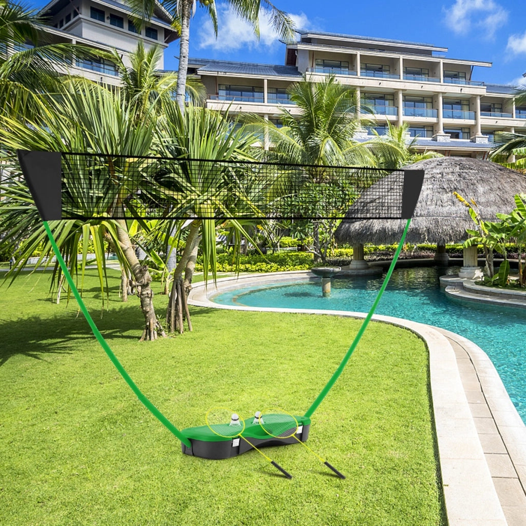 Set da badminton con rete racchette e volani, Set da badminton per gioco all'aperto con 2 volani 270x33,5x160cm Verde-Ricreazione outdoor