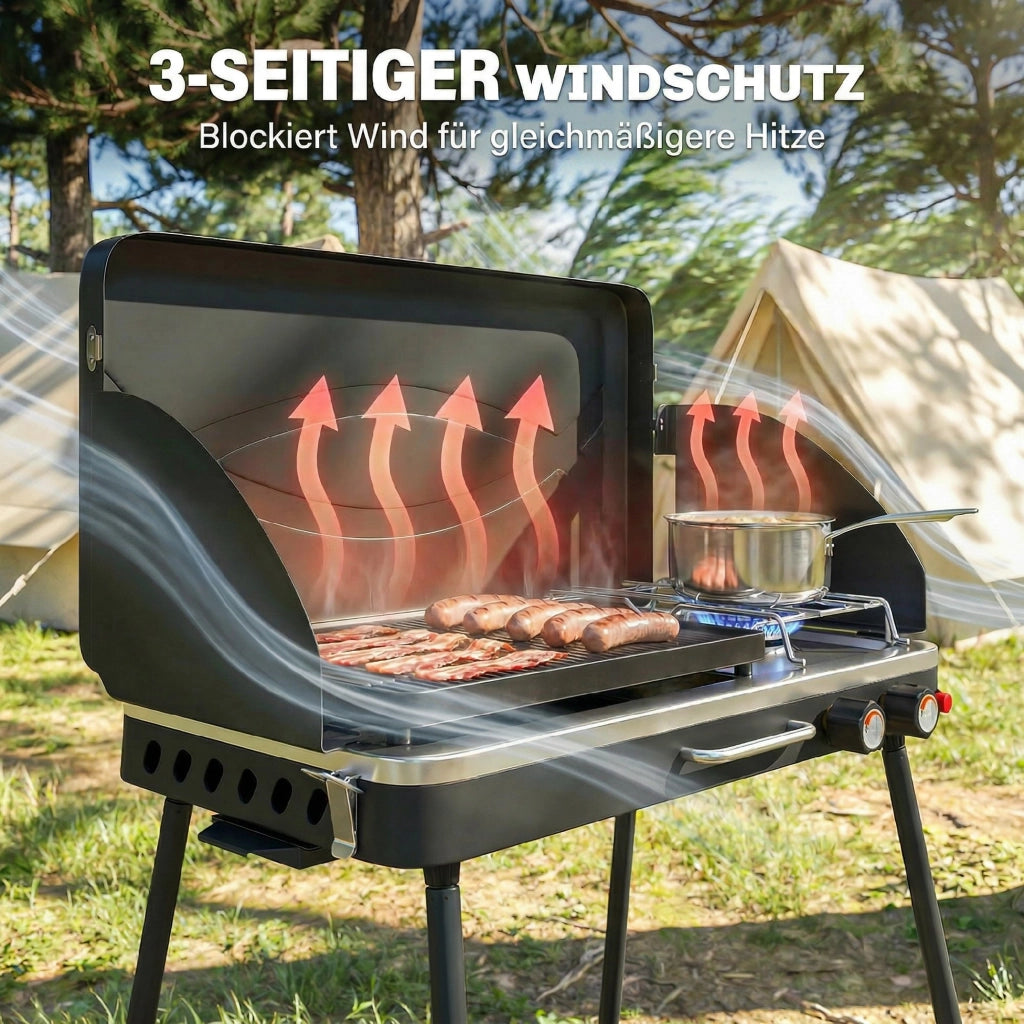 Barbecue a gas portatile 2 bruciatori 7 kW ¨C Minimal ¨C grigio