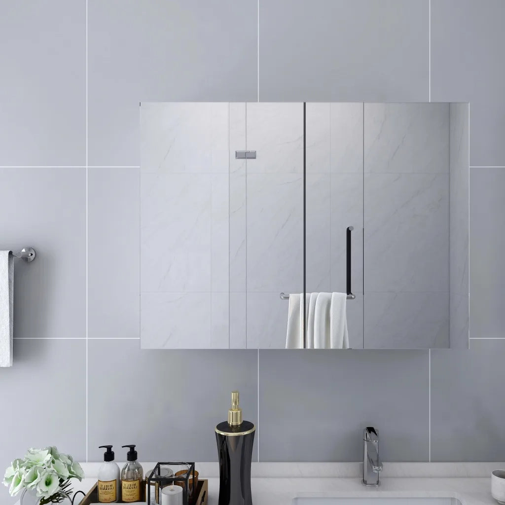 Armadietto a Specchio Bianco 80x15x60 cm in MDF
