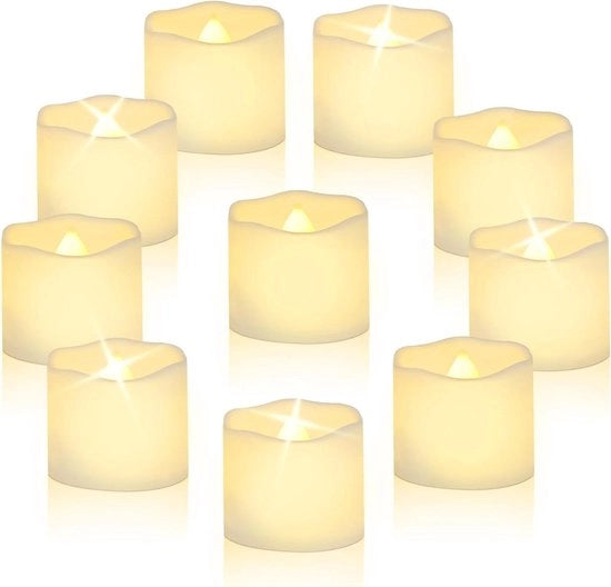 24 pezzi di luce a LED realistica brillante fissa - candela elettrica batteriaria inodore - bianco caldo - apertura a rasoio.