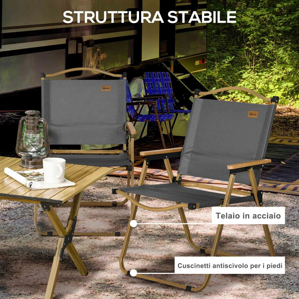 Sedia da pranzo pieghevole con braccioli ¨C Minimal ¨C Tessuto Oxford grigio e acciaio