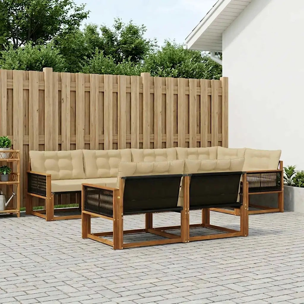 Set di divani da esterno con cuscino 7 pcs Naturale e Beige 3381489