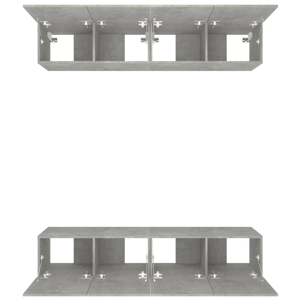 Mobile TV multimediale scaffale TV credenza mobile TV sala da pranzo soggiorno camera da letto 4 pezzi 80 x 30 x 30 cm legno ingegnerizzato grigio 02_0028719
