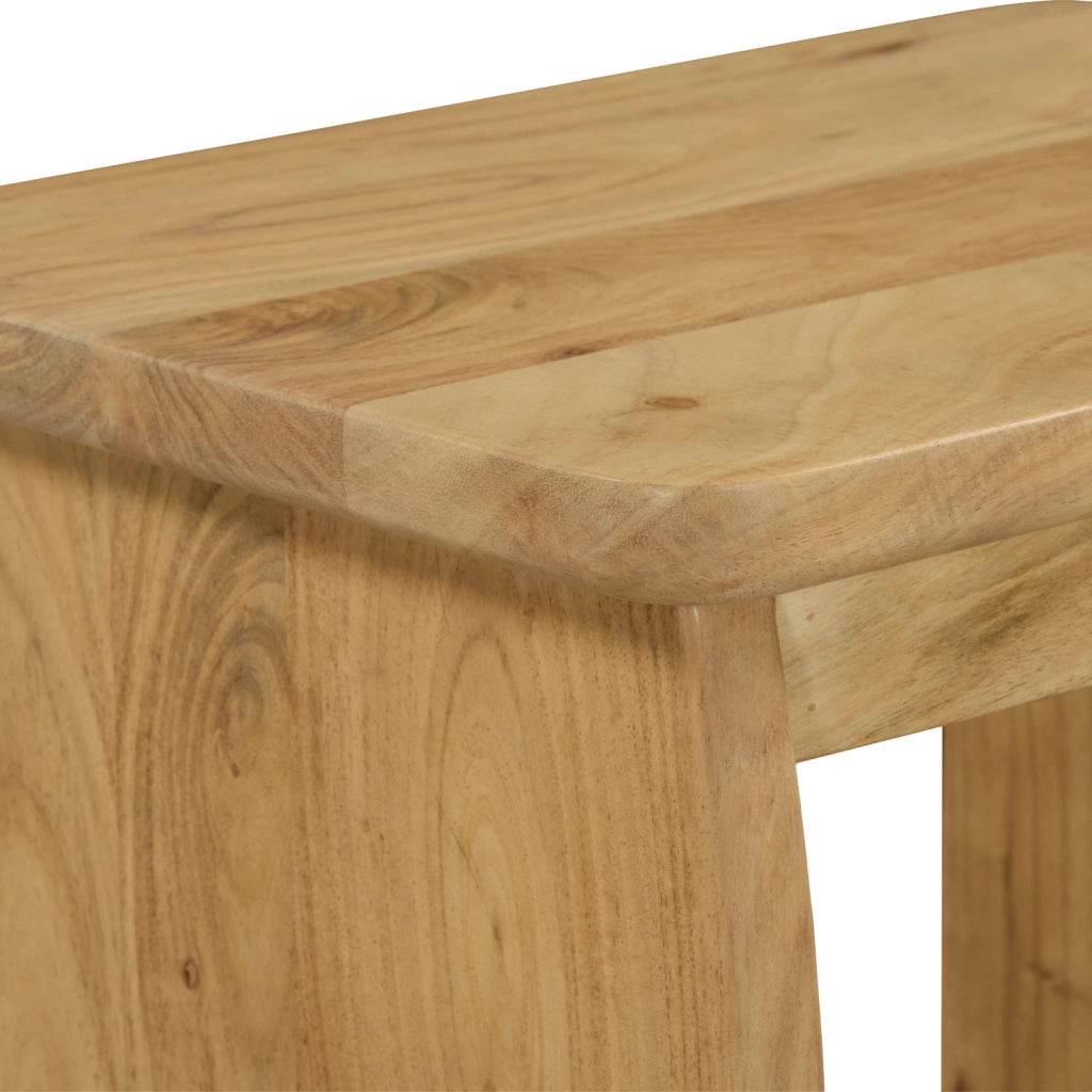 Comodino esotico in legno di acacia, marrone naturale