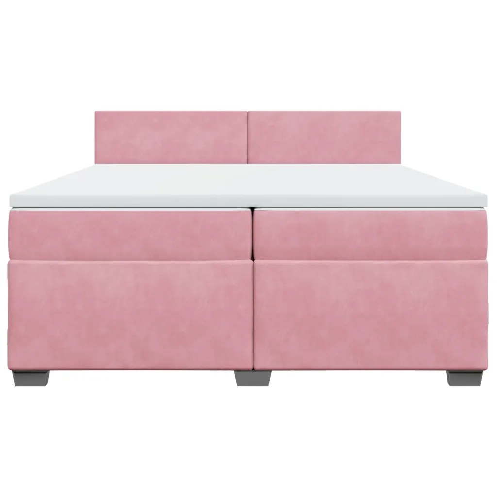 Giroletto a Molle con Materasso Rosa 200x200 cm in Velluto 3286401