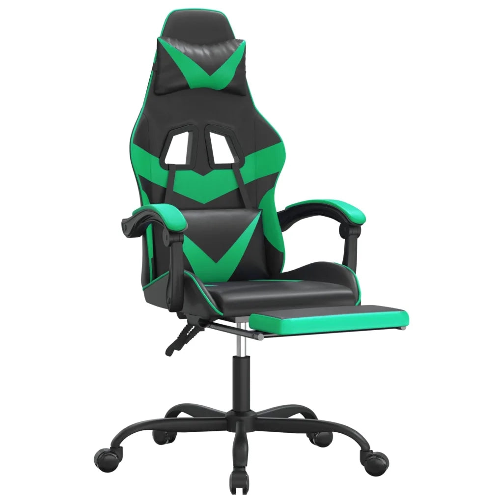 Sedia da Gaming con Poggiapiedi Nero e Verde in Similpelle 3143857