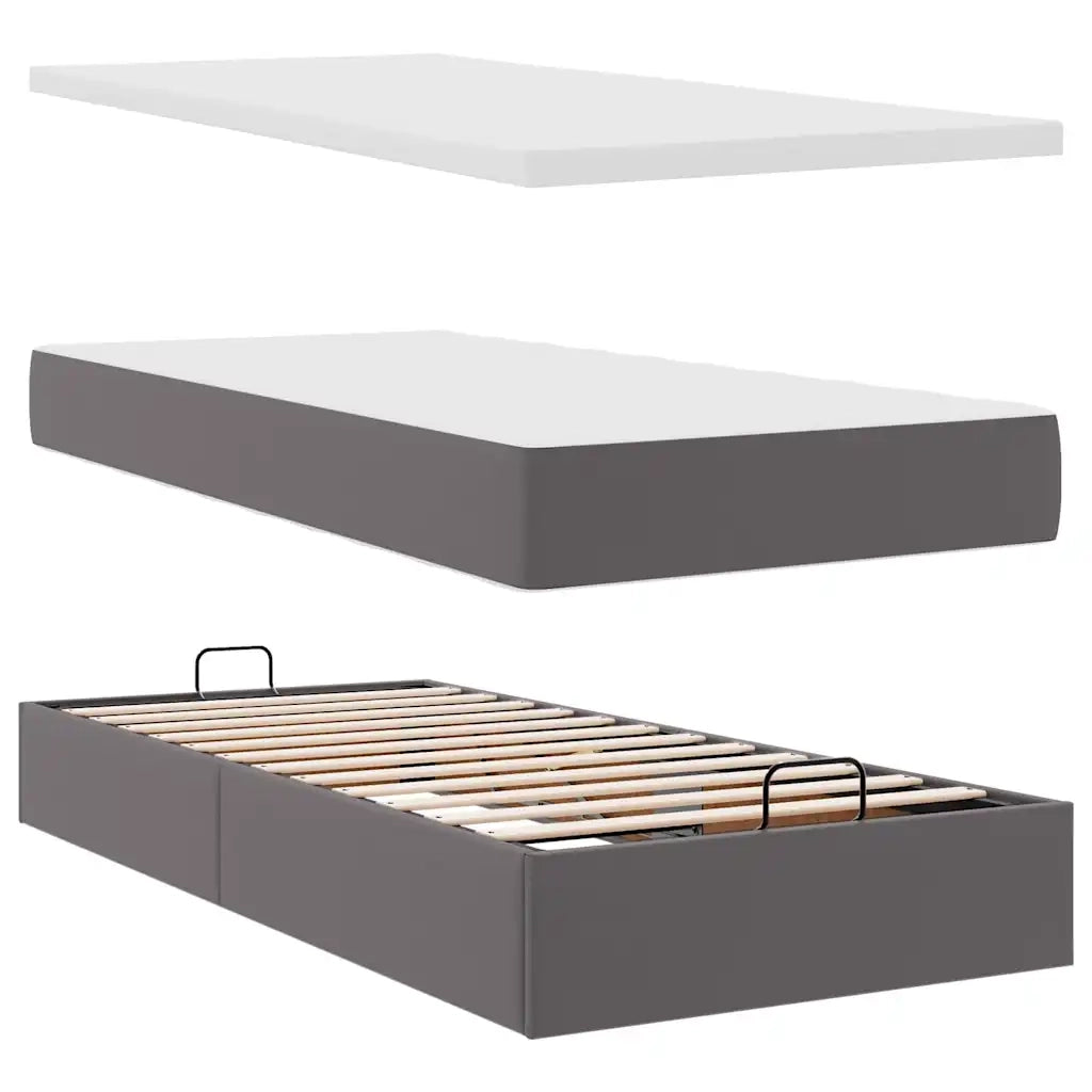 Pouf Letto con Materassi e LED Grigio 160x200cm Similpelle 3314501