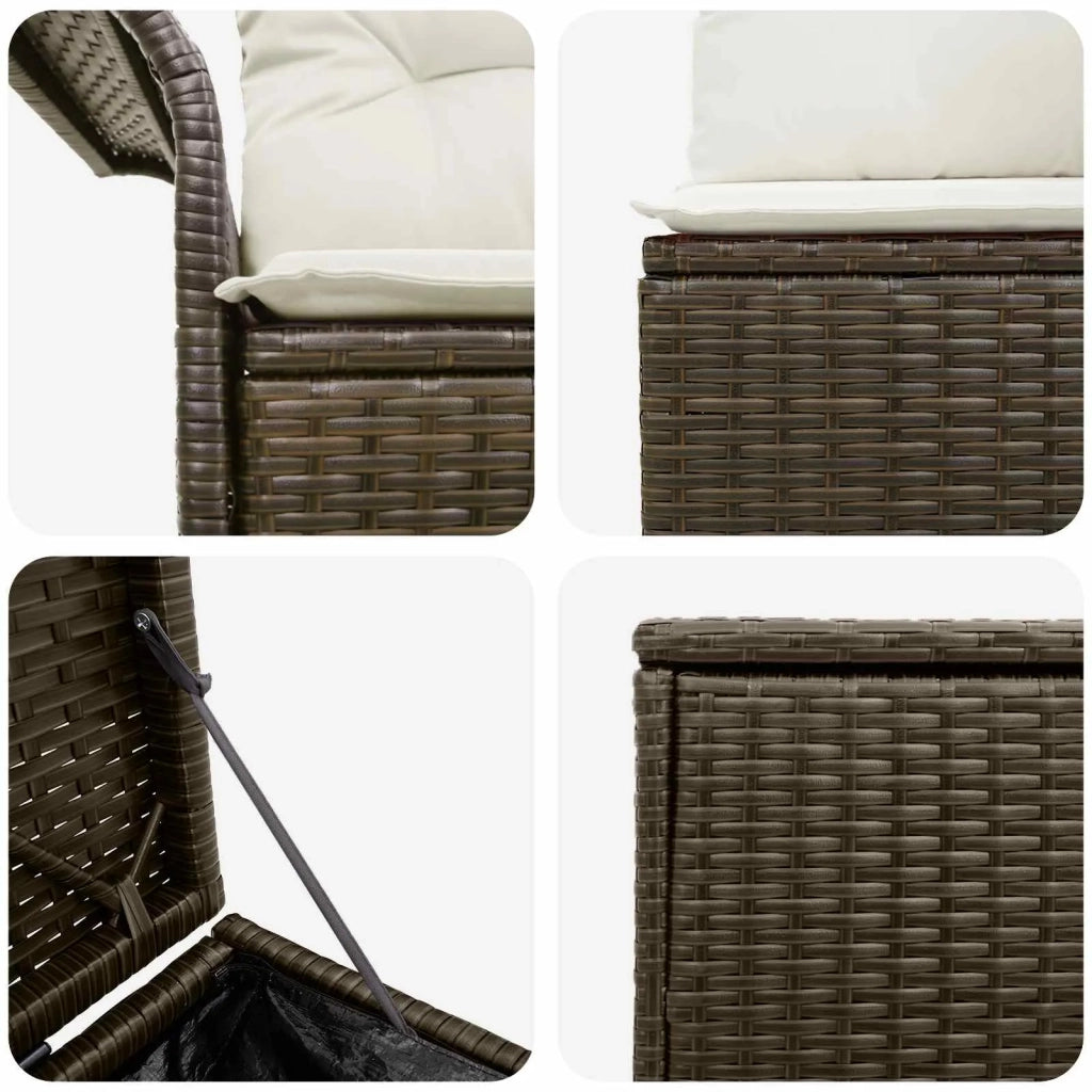 Set di divani 5 pz Marrone e Bianco Crema 3447736