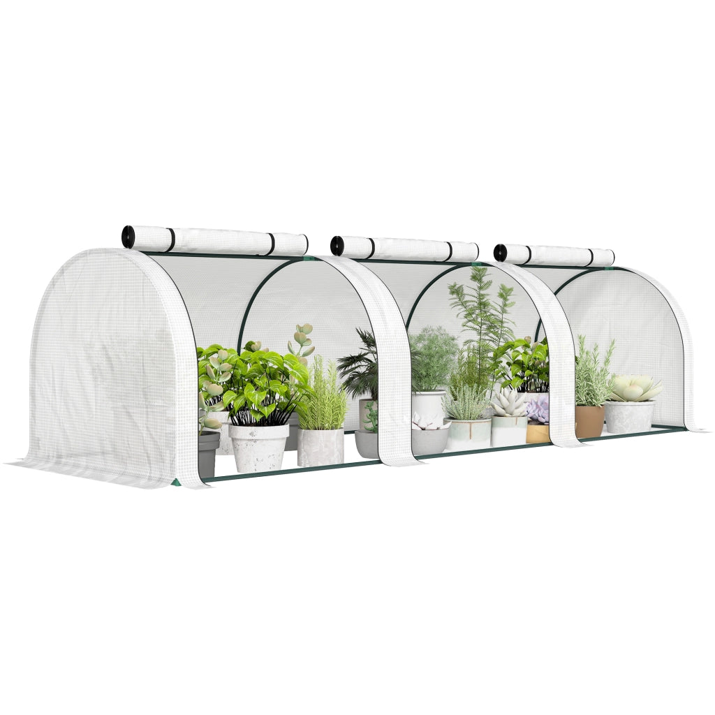 Serra da Giardino Mini per Pomodori ¨C Xylo ¨C Acciaio PE 140g/m2 Anti-UV 3x1x0.8m Bianco